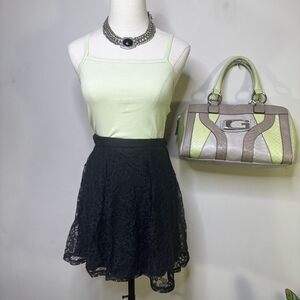 Vtg Y2K EXPRESS Black Lace Mesh Layered Mini Fairy Skirt Whimsygoth Witch 90s S